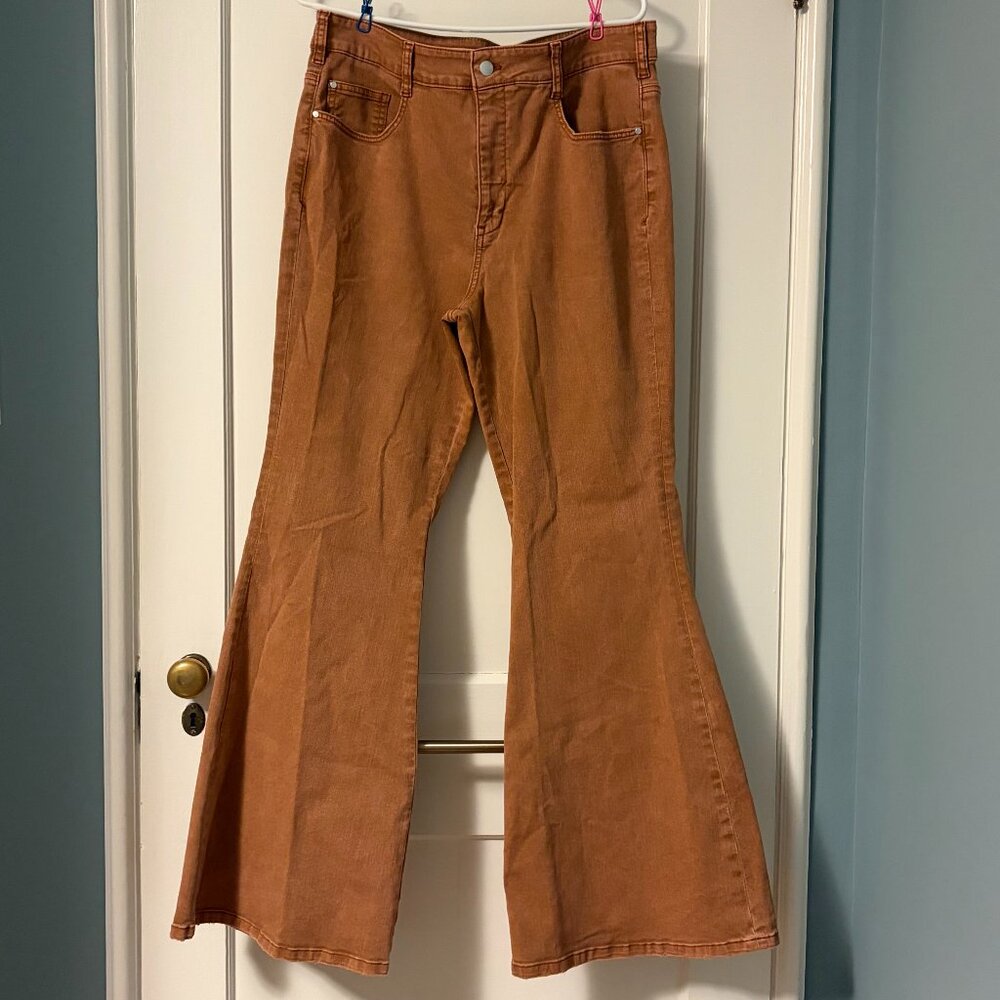 Pilcro high rise flare leg pants size 32 sienna boho retro hippie 70's